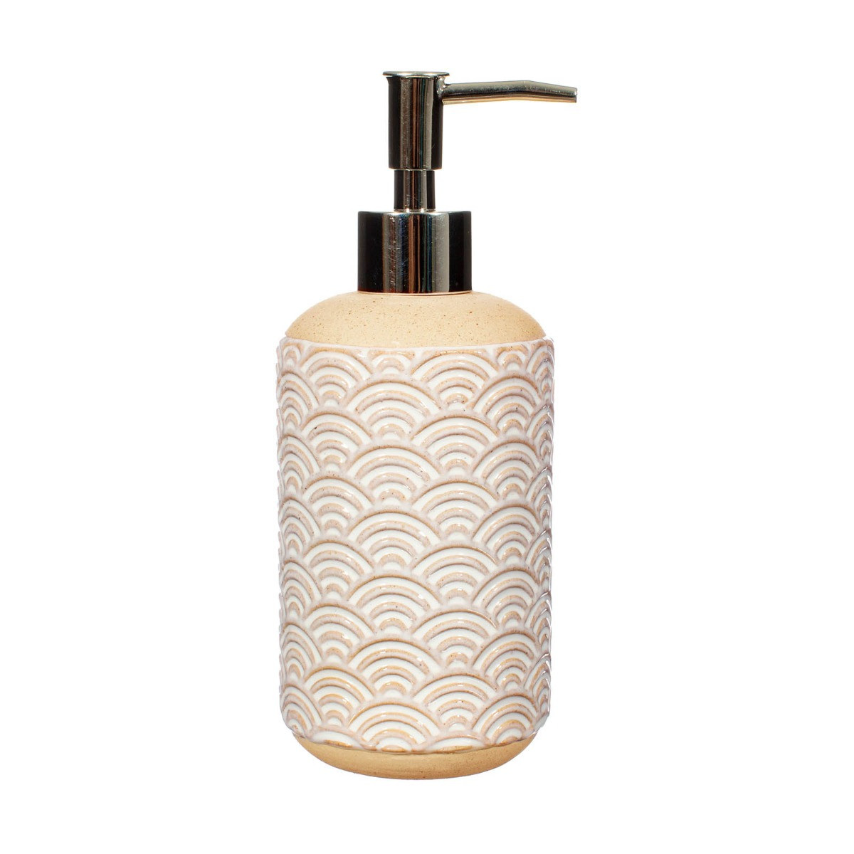 Sass & Belle Japandi Seigaha Wave Pattern Soap Dispenser - Cream>