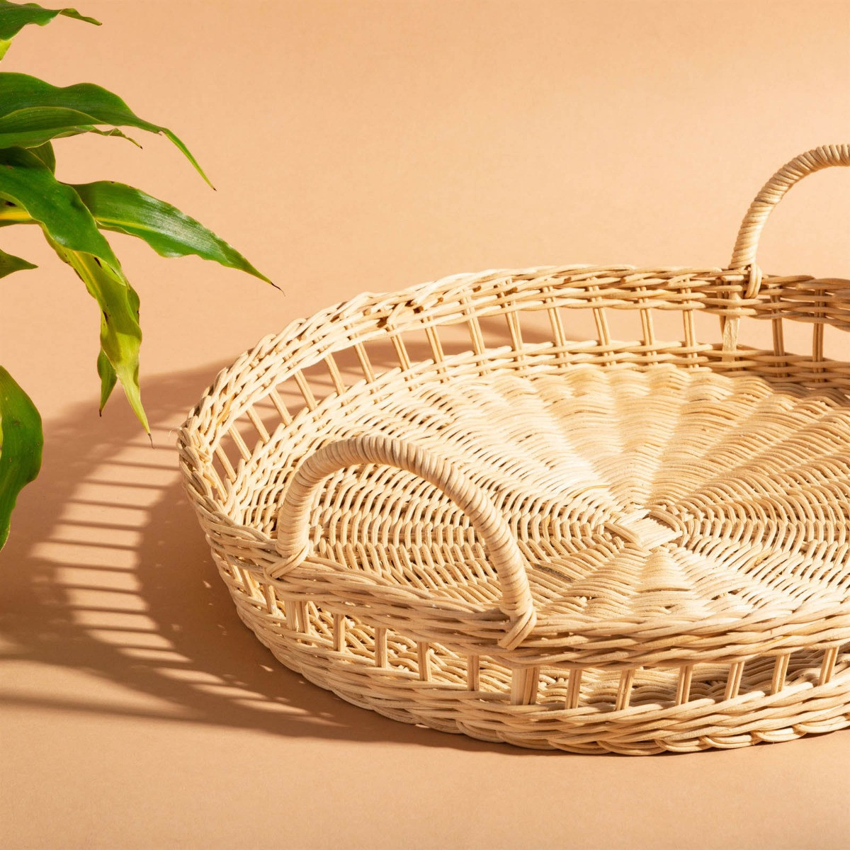 Sass  & Belle Decorative Round Rattan Tray - Natural>