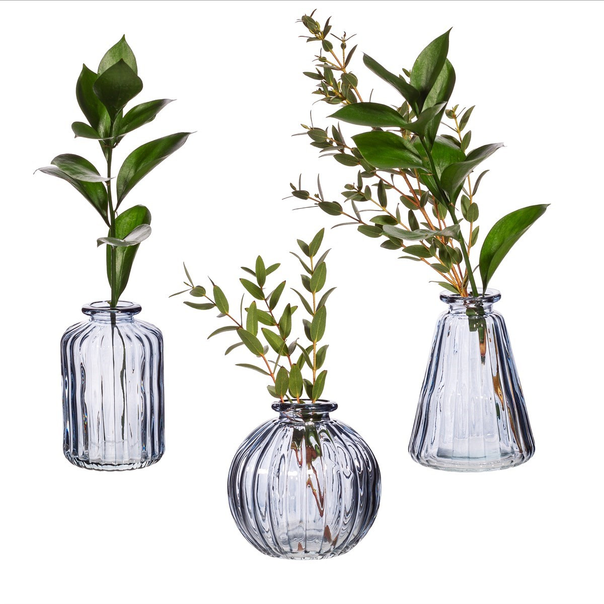 Sass & Belle Glass Bud Vases, Grey - 3 Pack>
