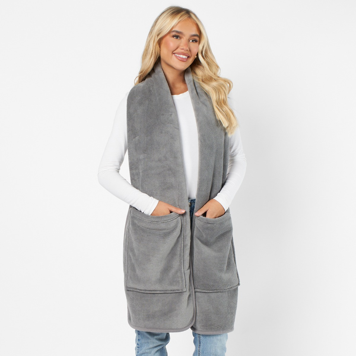 OHS Fleece Supersoft Pocket Scarf - Charcoal>