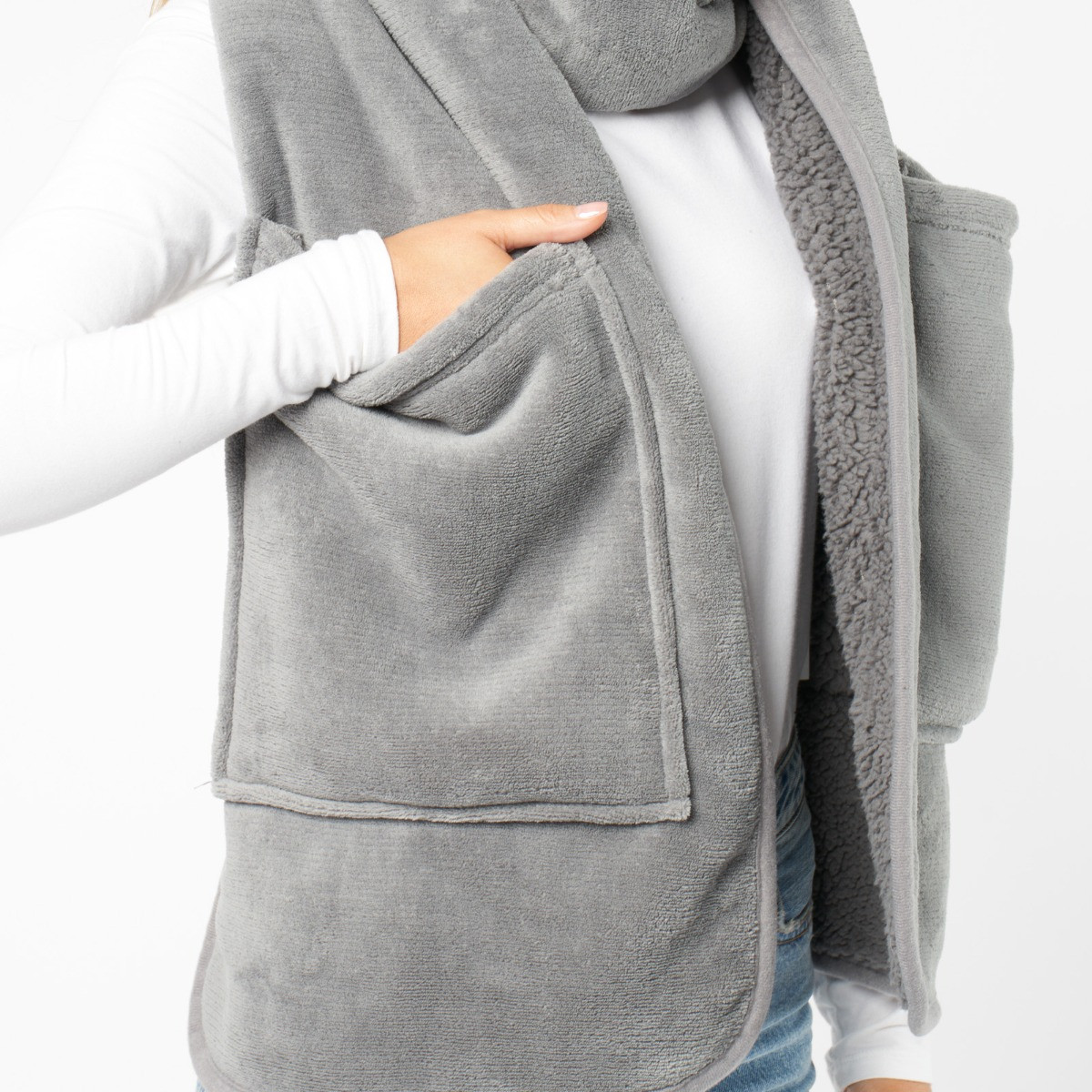 OHS Fleece Supersoft Pocket Scarf - Charcoal>