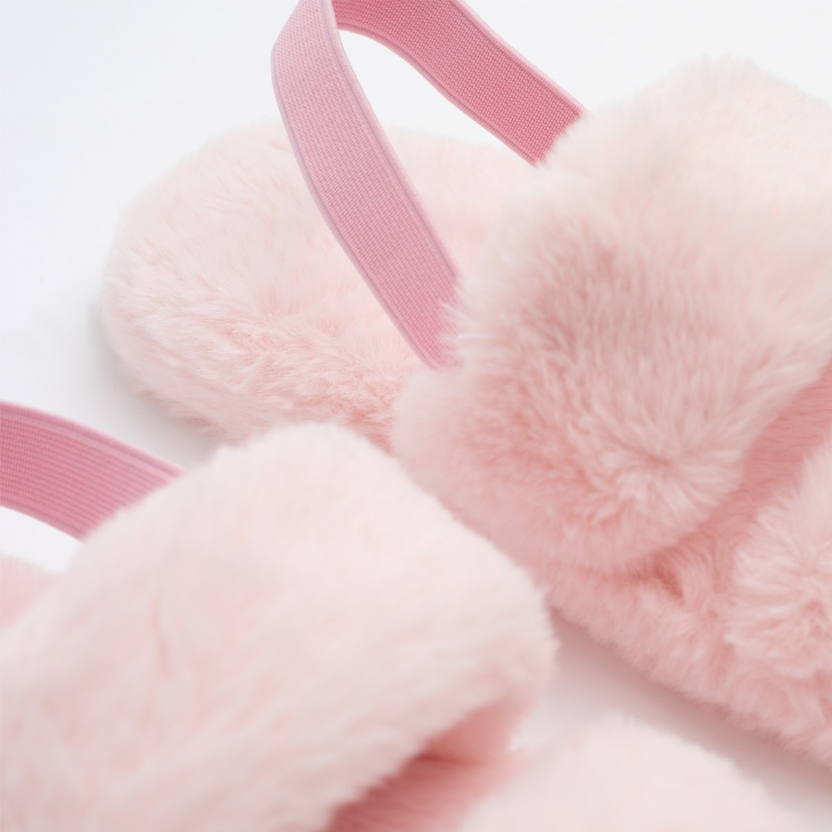 OHS Faux Fur Platform Slippers - Blush>