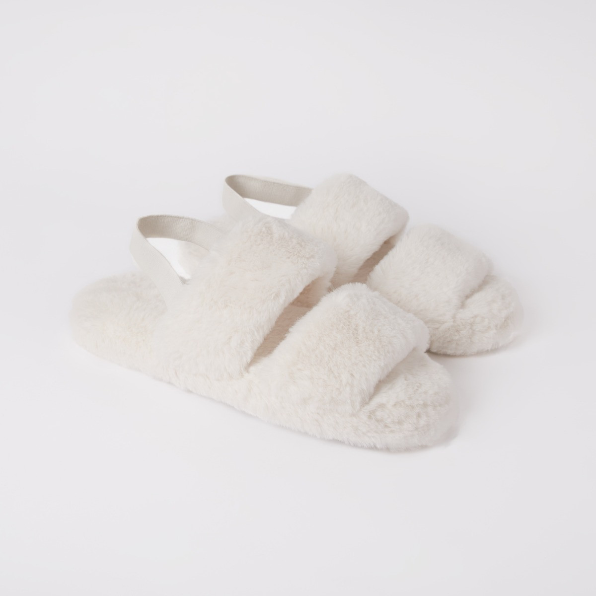 OHS Faux Fur Platform Slippers, Cream >