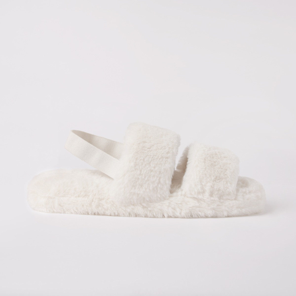 OHS Faux Fur Platform Slippers, Cream >
