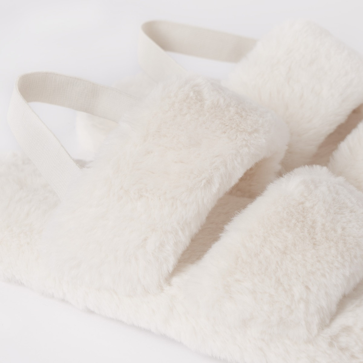 OHS Faux Fur Platform Slippers, Cream >