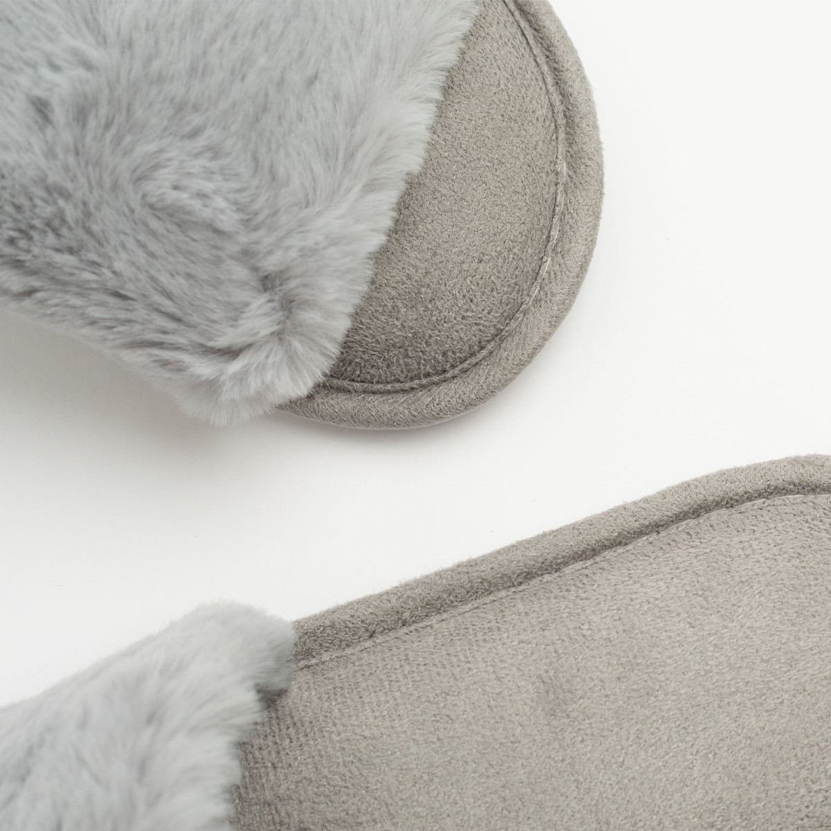 OHS Faux Fur Slider Slippers - Grey>