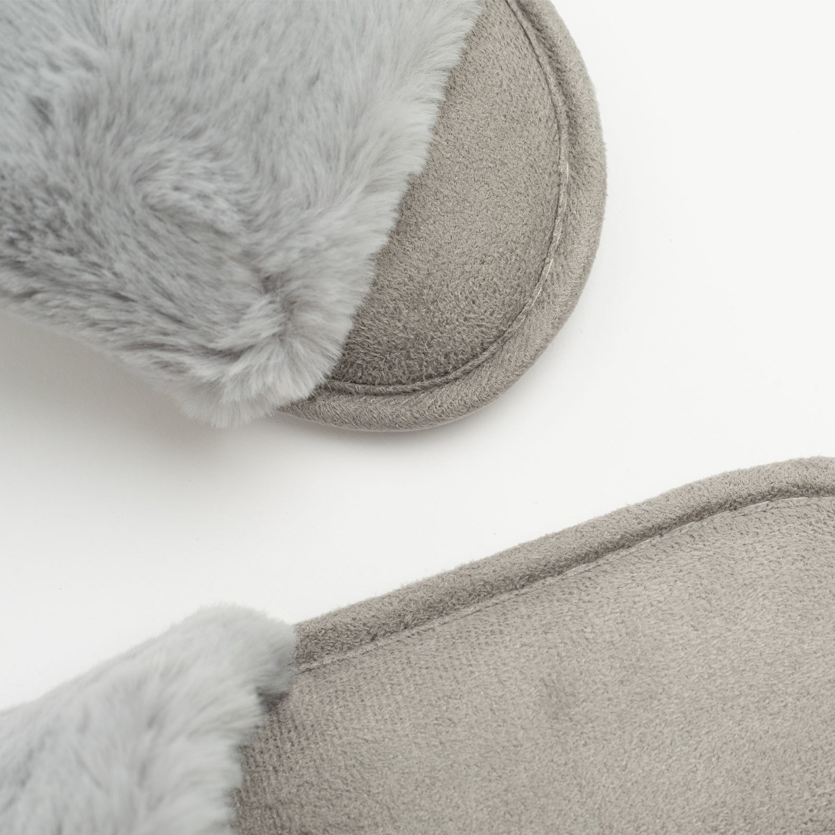 OHS Faux Fur Slider Slippers, Grey - Small 3/4>