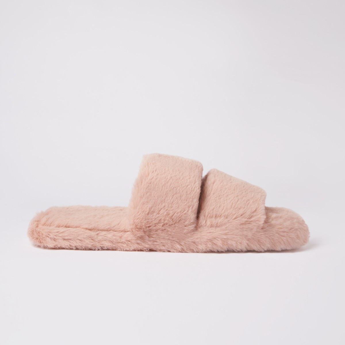 OHS Faux Fur Platform Slider Slippers, Blush >