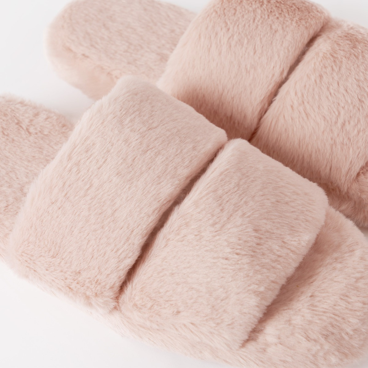 OHS Faux Fur Platform Slider Slippers, Blush >