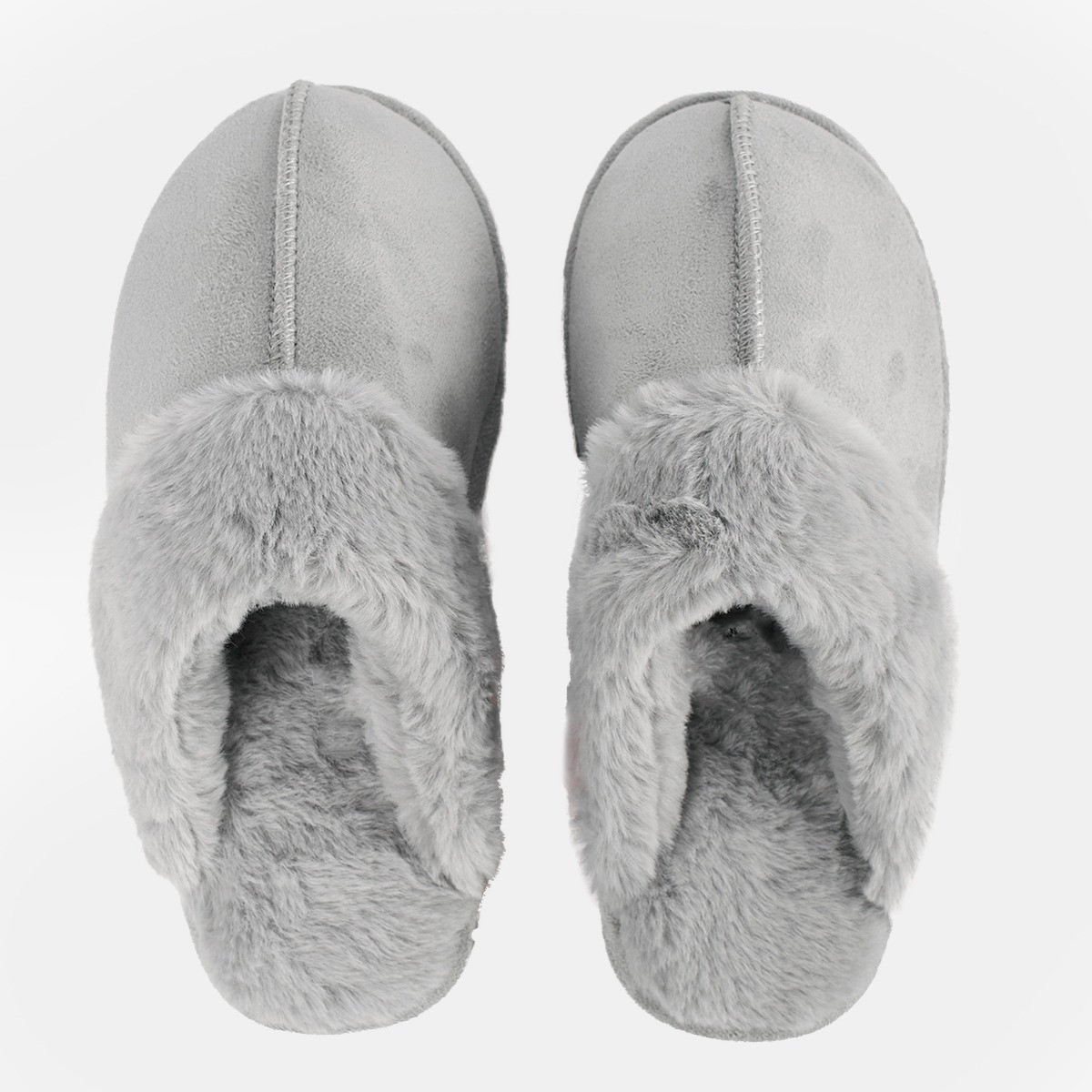 OHS Faux Suede Platform Mule Slippers - Silver