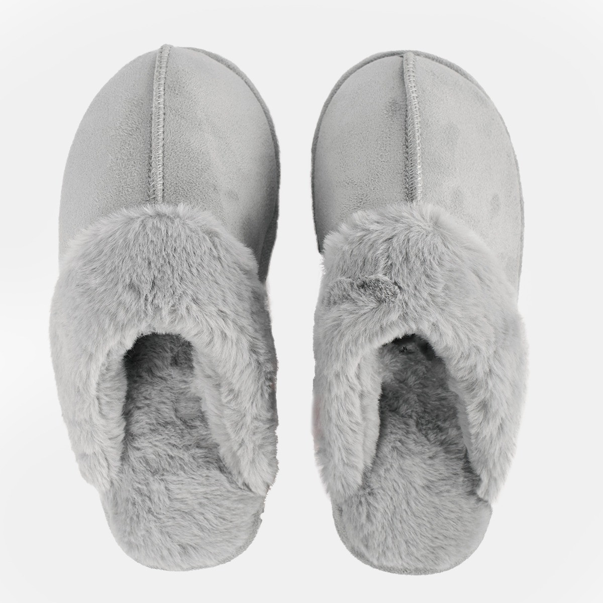 OHS Faux Suede Platform Mule Slippers - Silver>