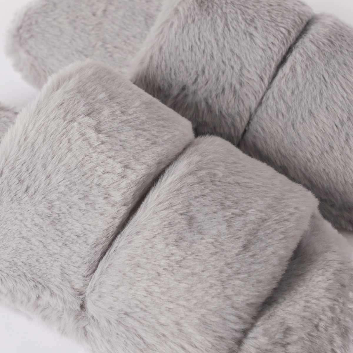 OHS Faux Fur Platform Slider Slippers, Grey>