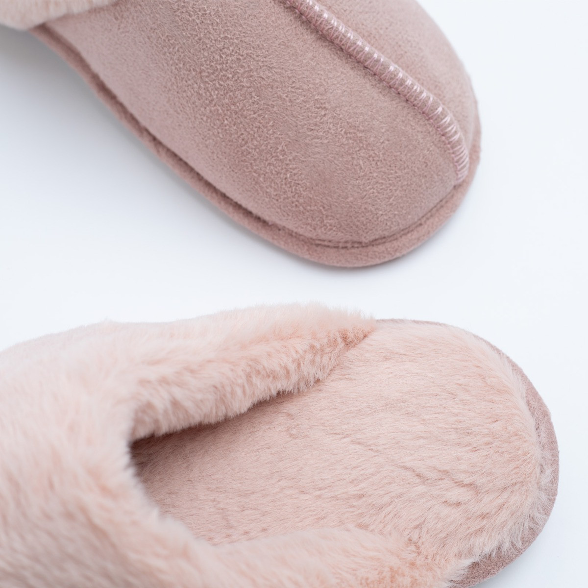 OHS Faux Suede Mule Slippers - Blush>