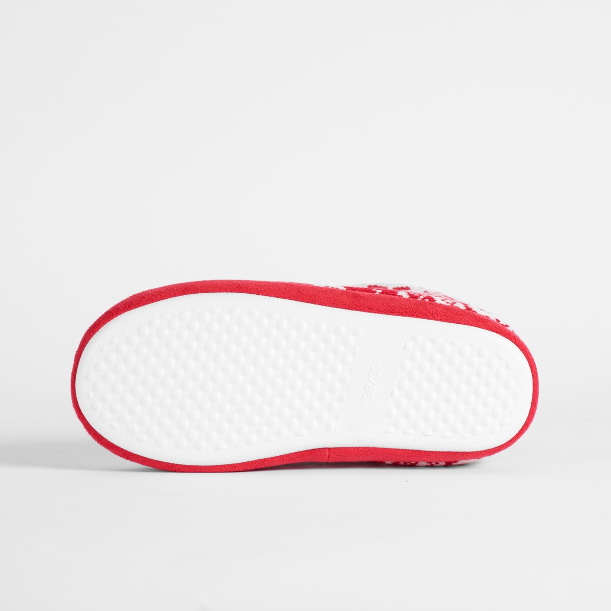 OHS Christmas Nordic Print Knitted Boot Slippers - Red>