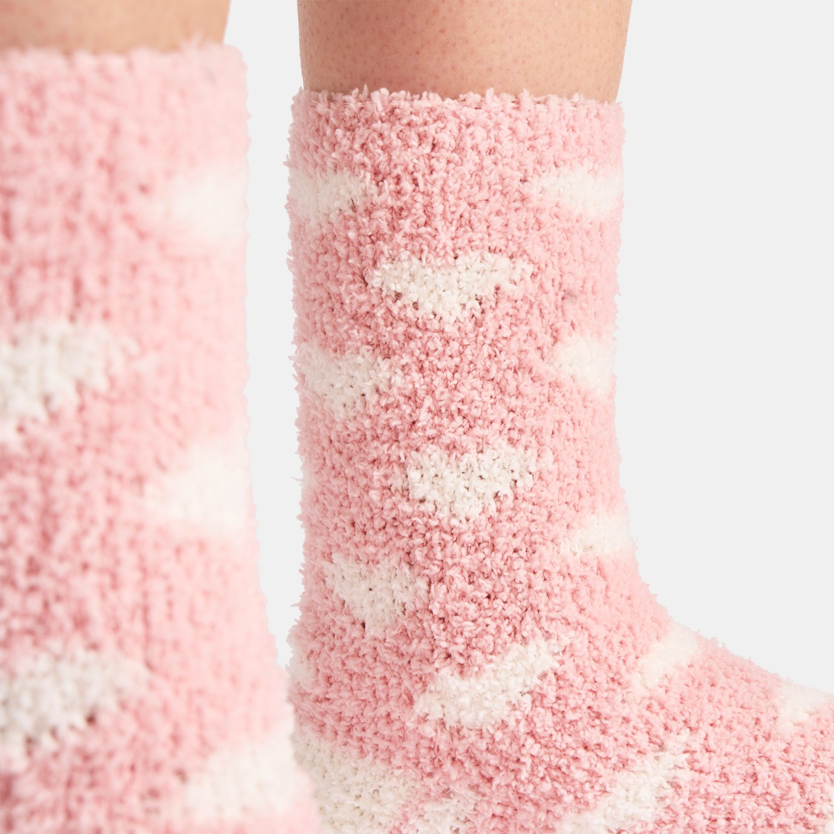 OHS Heart Fluffy Fleece Socks, Blush - 3 Pack>