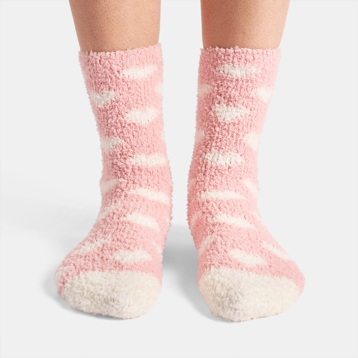 OHS Heart Fluffy Fleece Socks, Blush - 3 Pack>