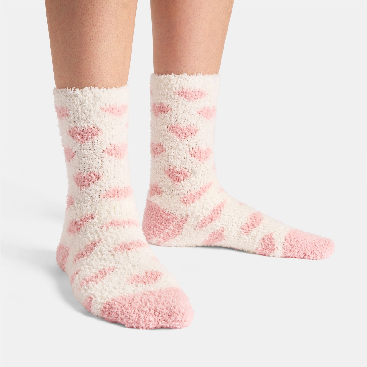 OHS Heart Fluffy Fleece Socks, Blush - 3 Pack>
