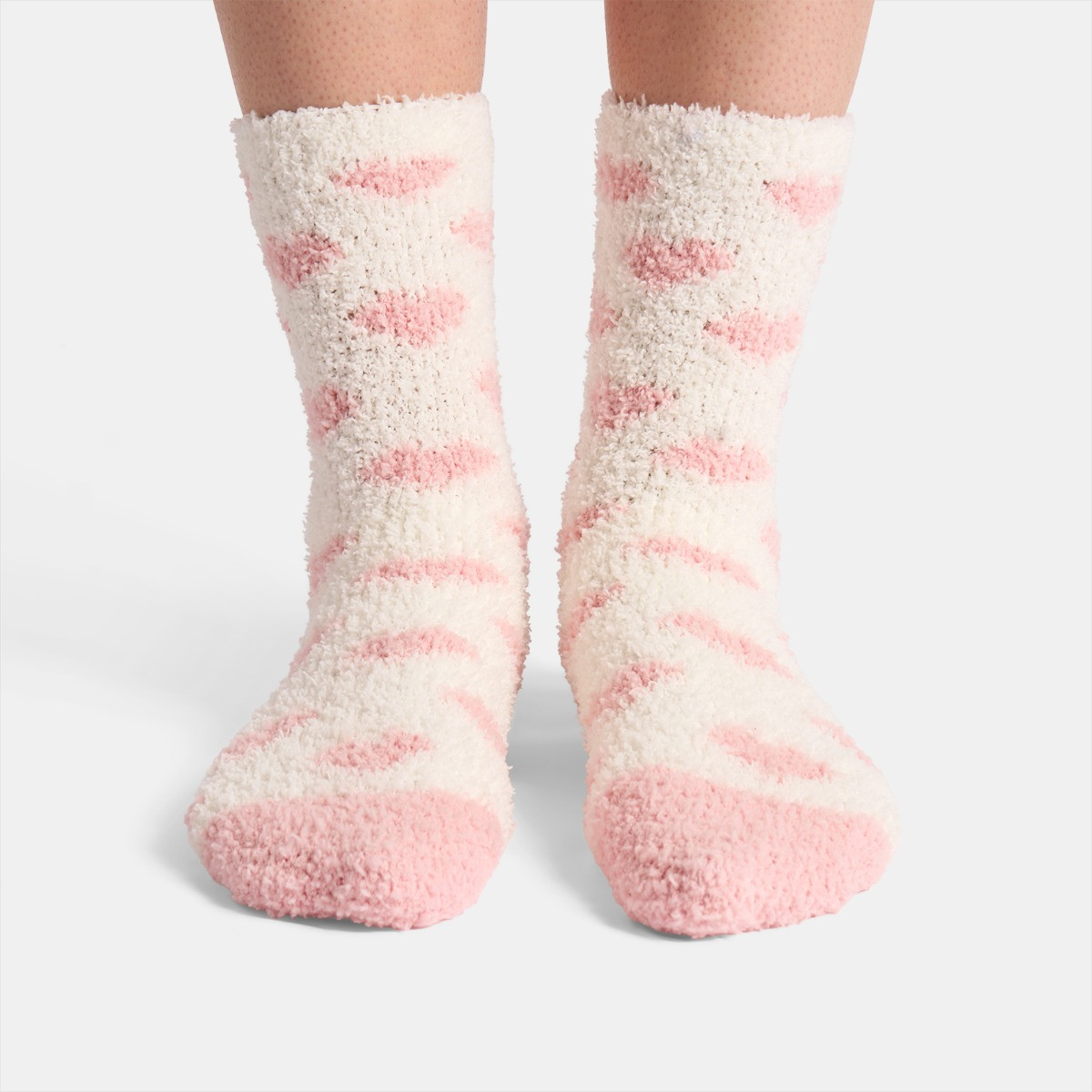 OHS Heart Fluffy Fleece Socks, Blush - 3 Pack>