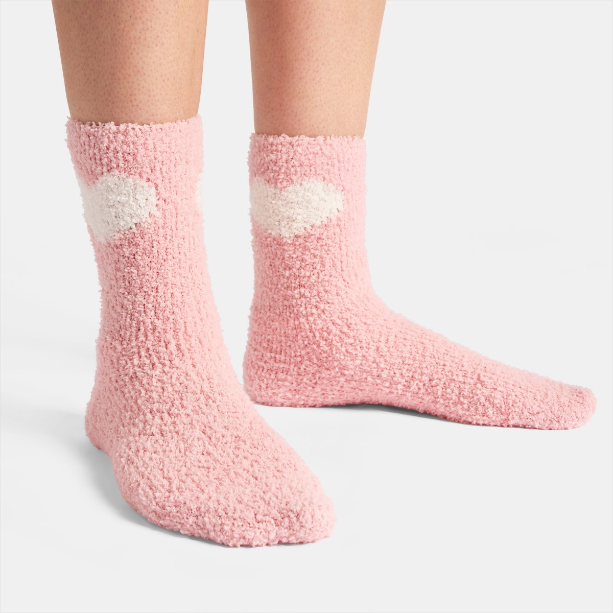 OHS Heart Fluffy Fleece Socks, Blush - 3 Pack>