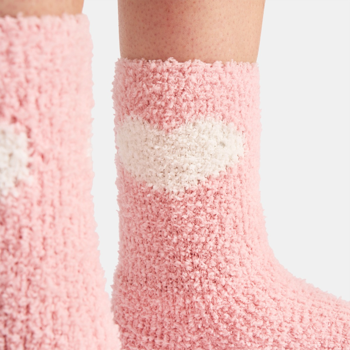 OHS Heart Fluffy Fleece Socks, Blush - 3 Pack>