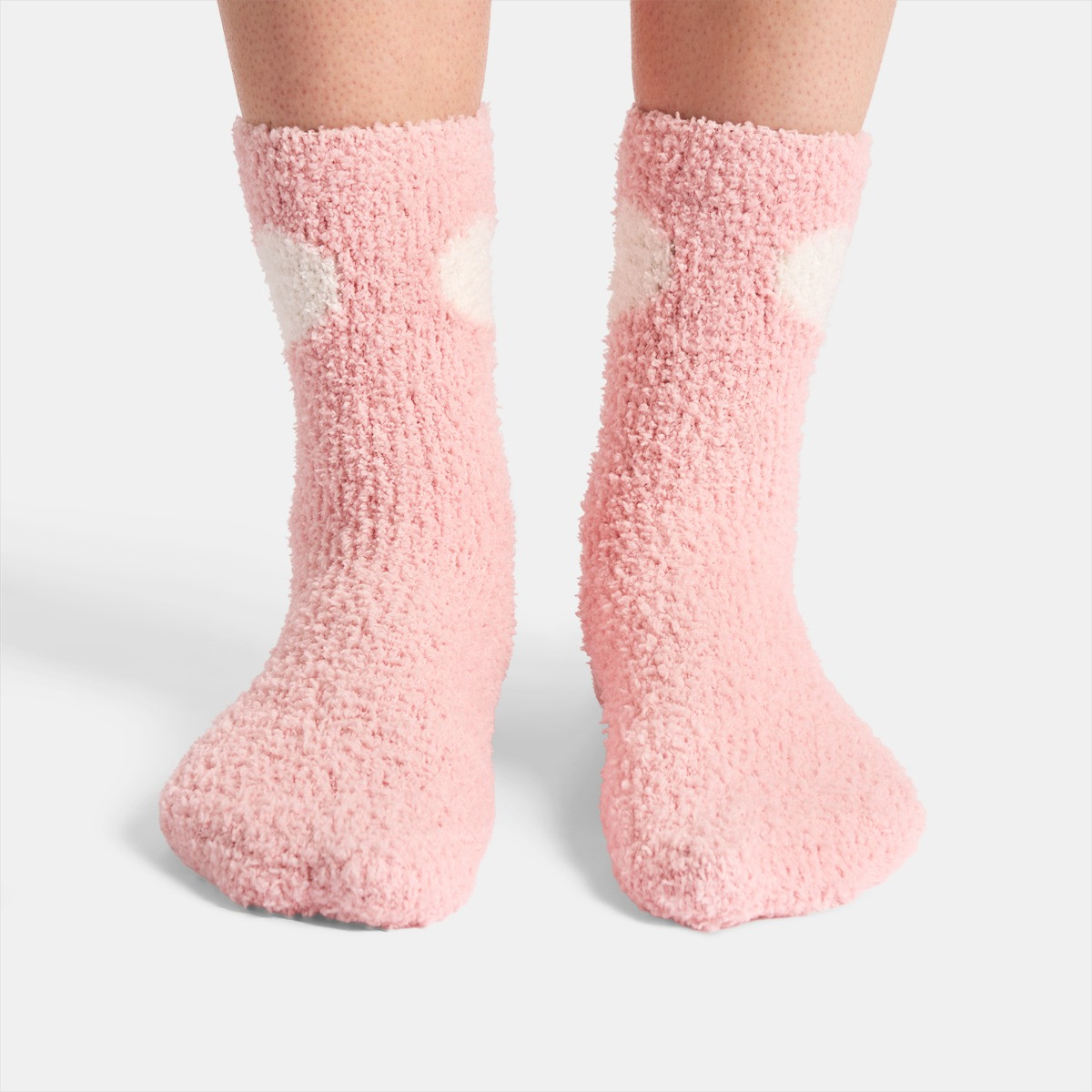 OHS Heart Fluffy Fleece Socks, Blush - 3 Pack>