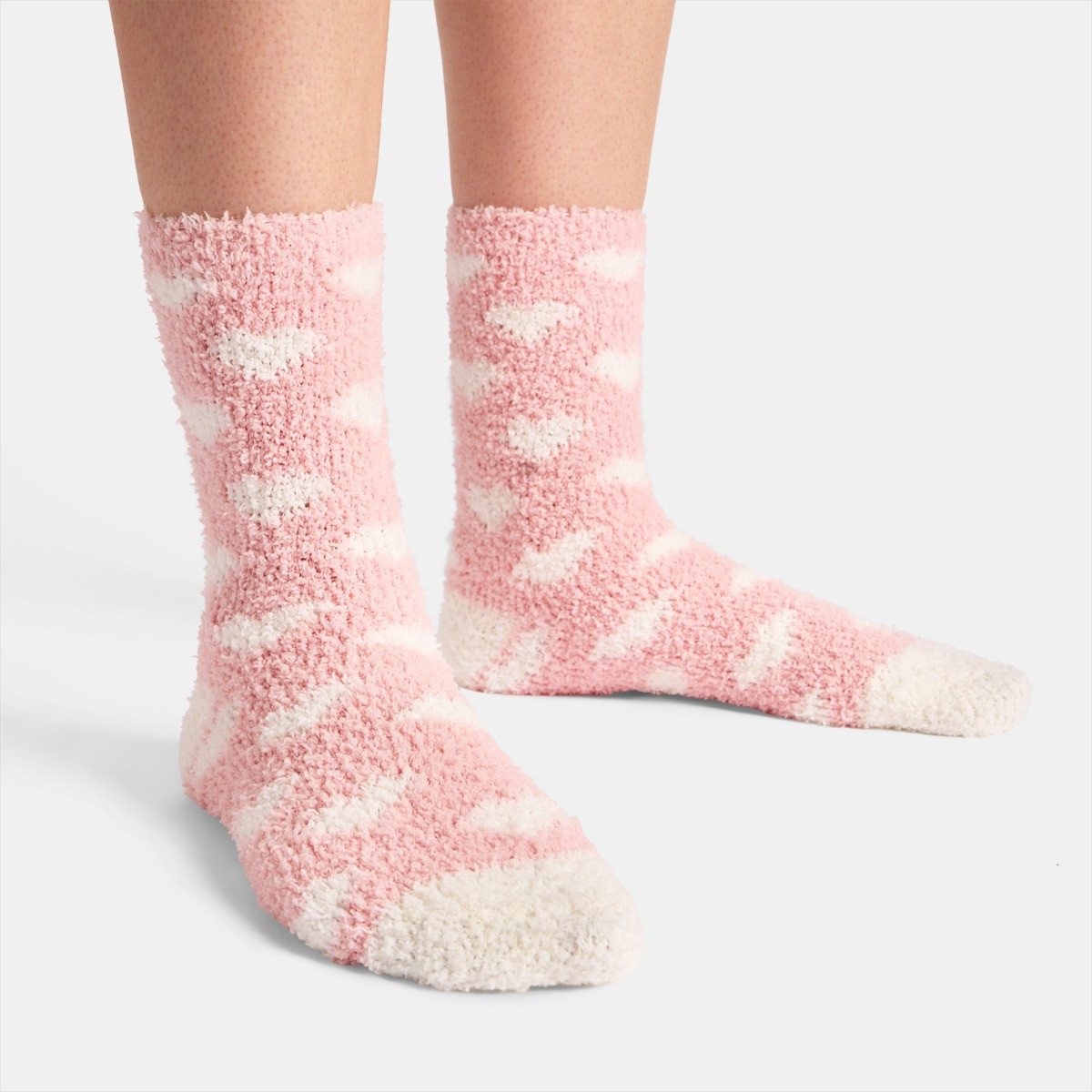 OHS Heart Fluffy Fleece Socks, Blush - 3 Pack>