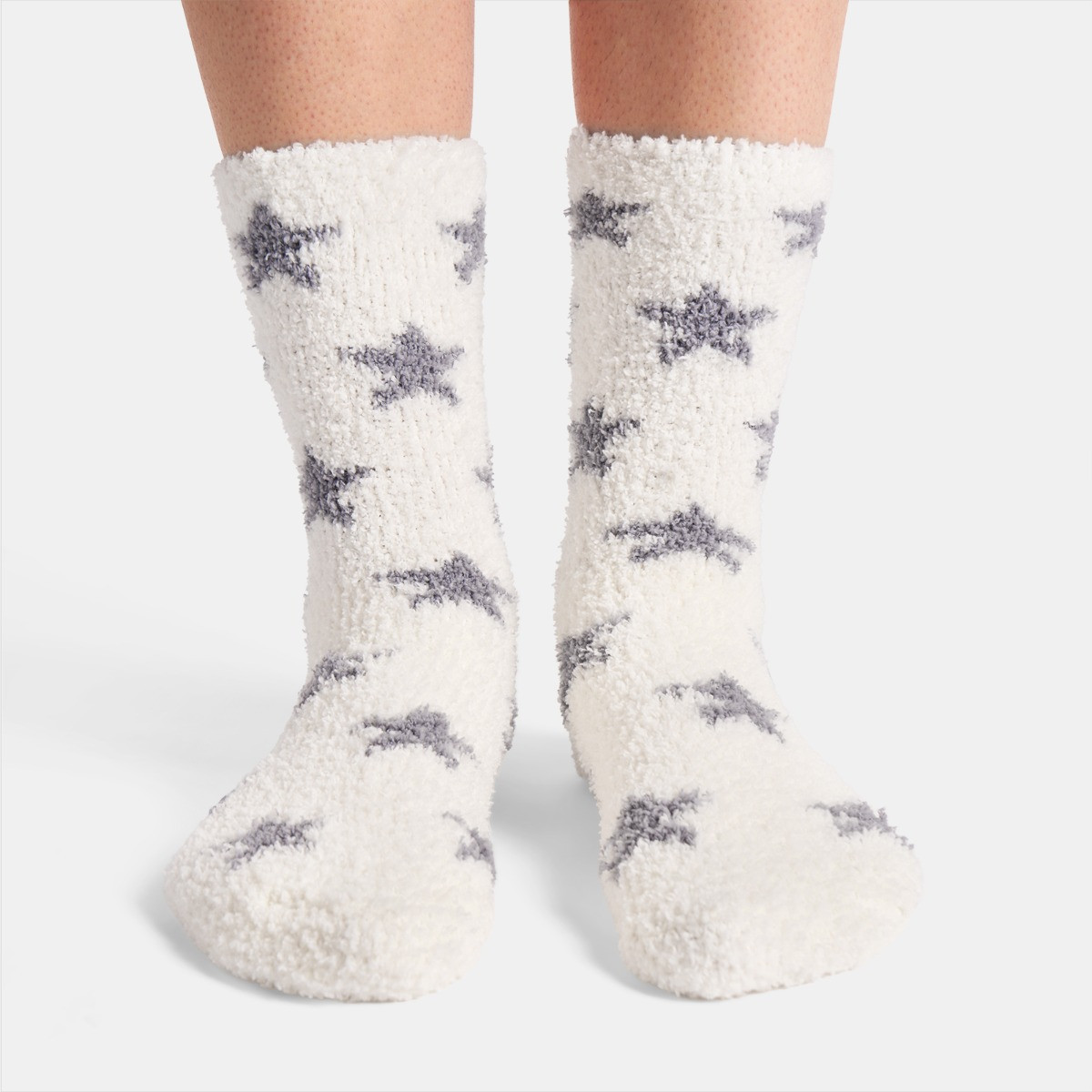 OHS Star Fluffy Fleece Socks, Grey - 3 Pack>