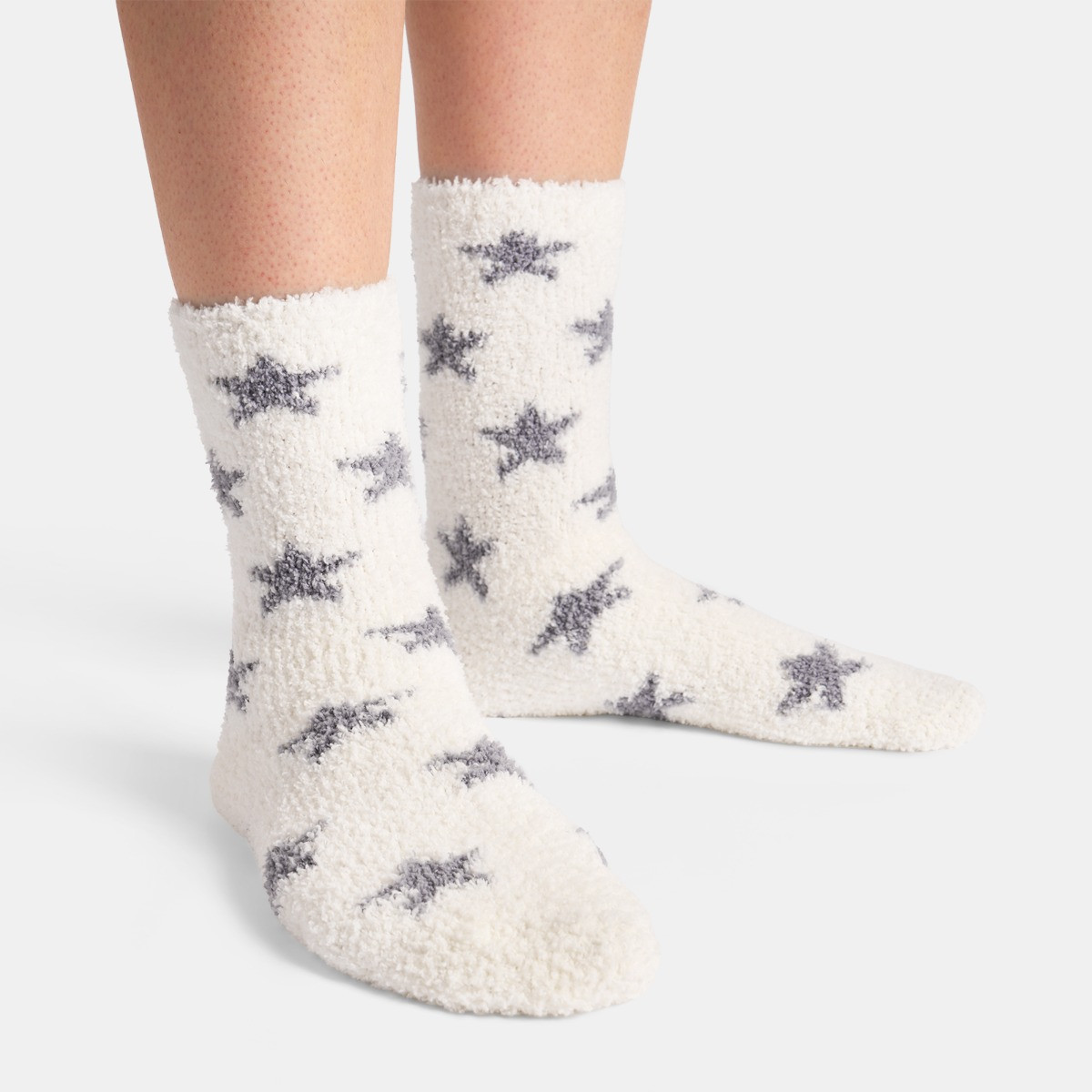 OHS Star Fluffy Fleece Socks, Grey - 3 Pack>