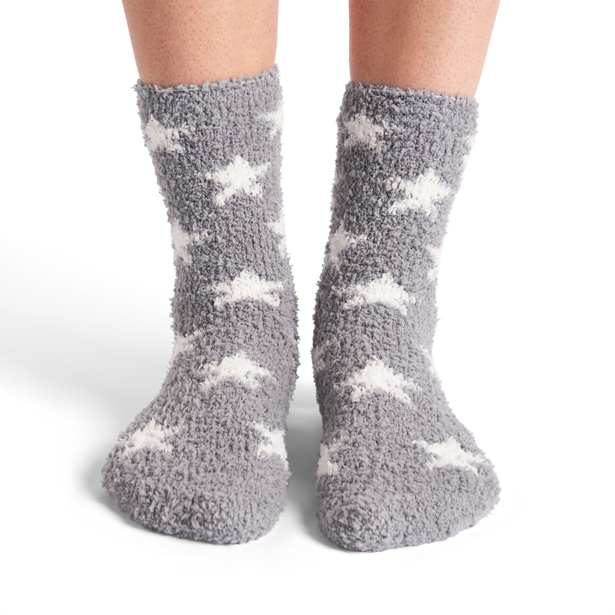 OHS Star Fluffy Fleece Socks, Grey - 3 Pack>