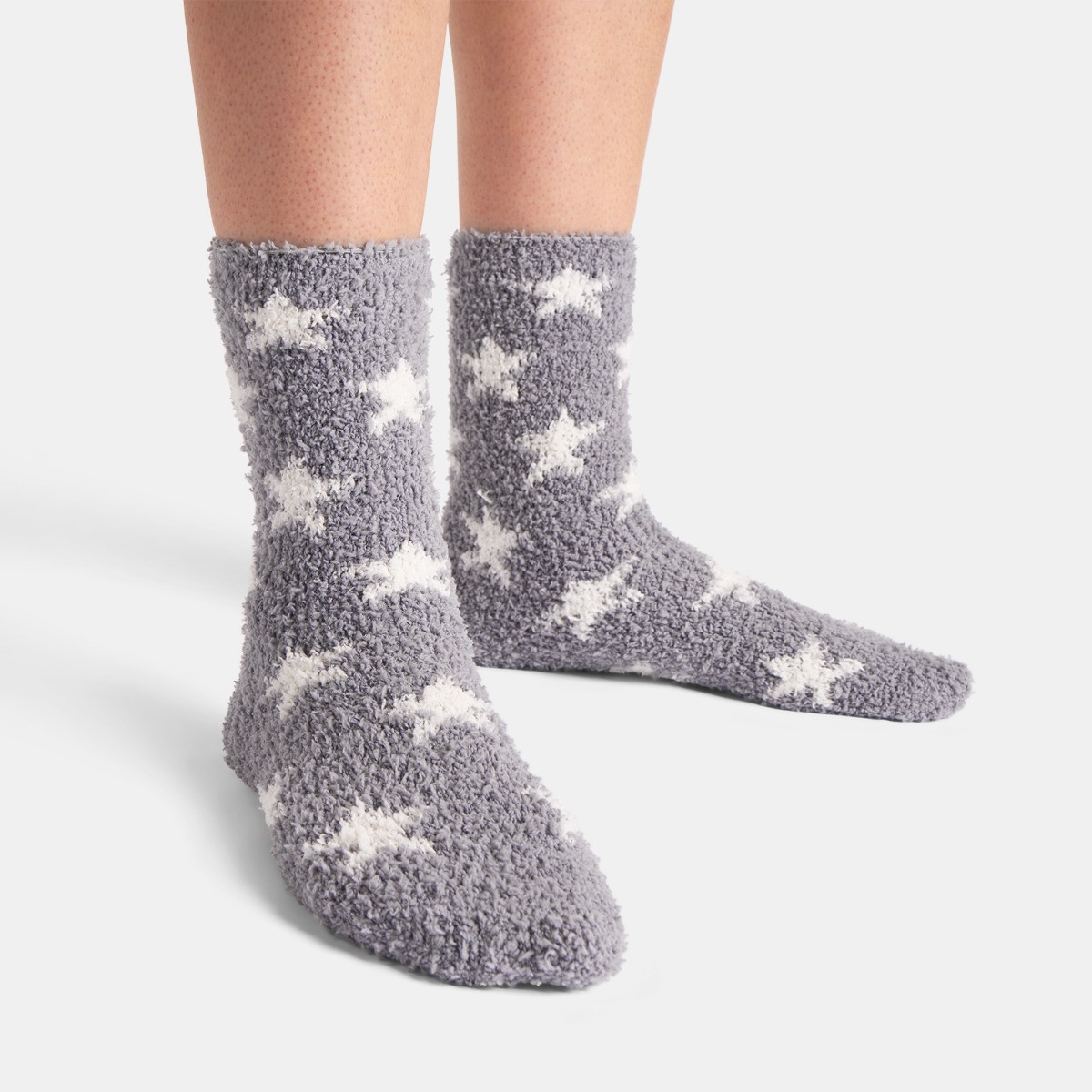 OHS Star Fluffy Fleece Socks, Grey - 3 Pack>