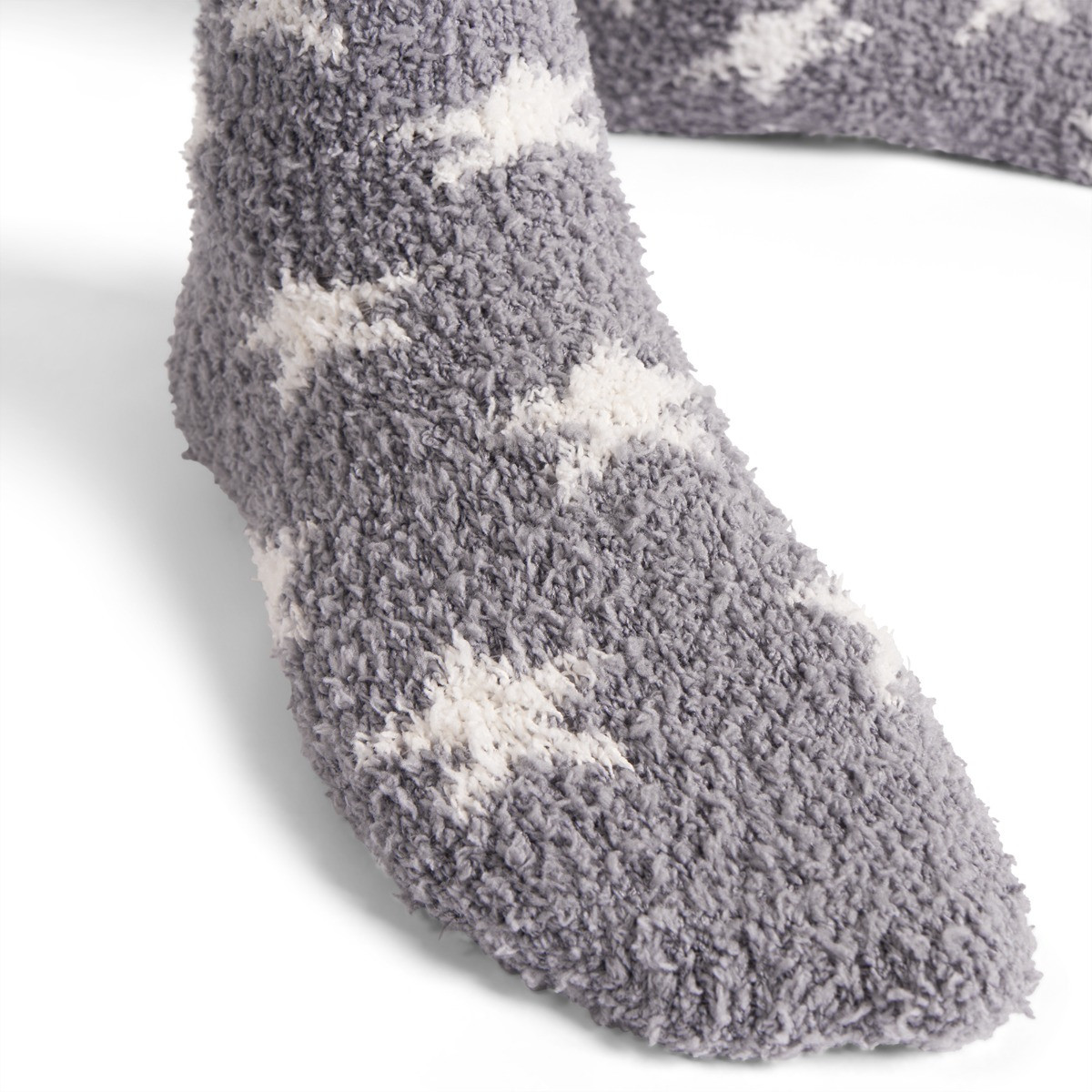 OHS Star Fluffy Fleece Socks, Grey - 3 Pack>