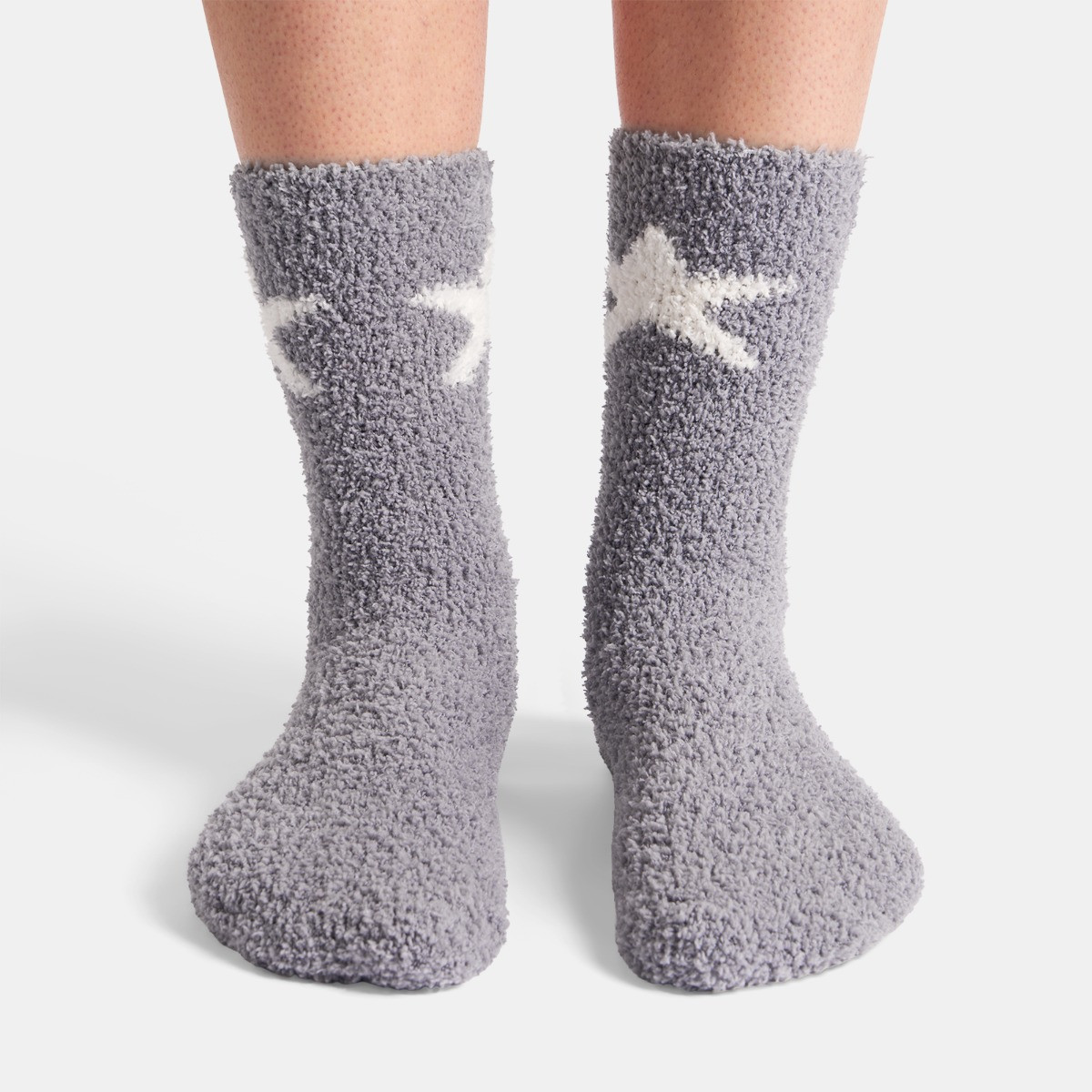 OHS Star Fluffy Fleece Socks, Grey - 3 Pack>