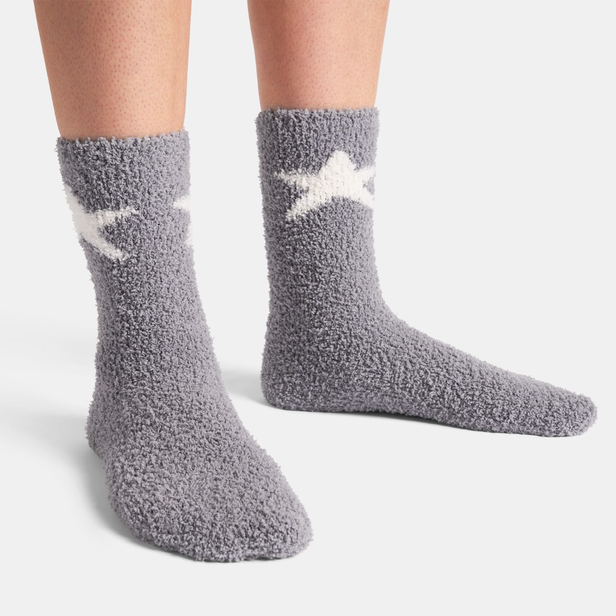 OHS Star Fluffy Fleece Socks, Grey - 3 Pack>