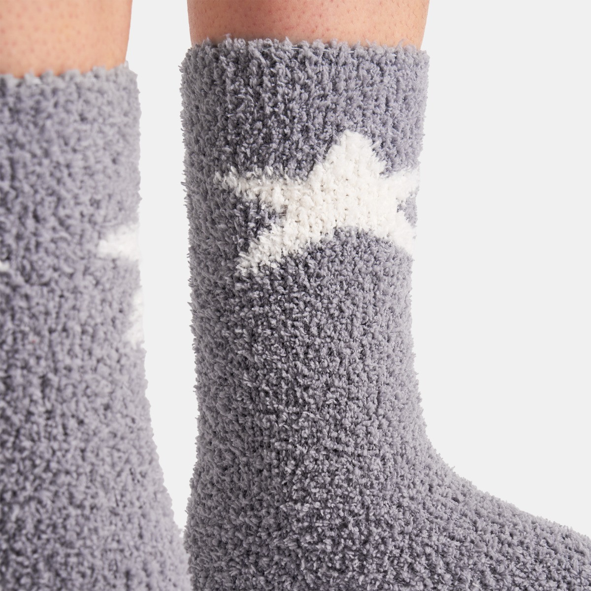 OHS Star Fluffy Fleece Socks, Grey - 3 Pack>