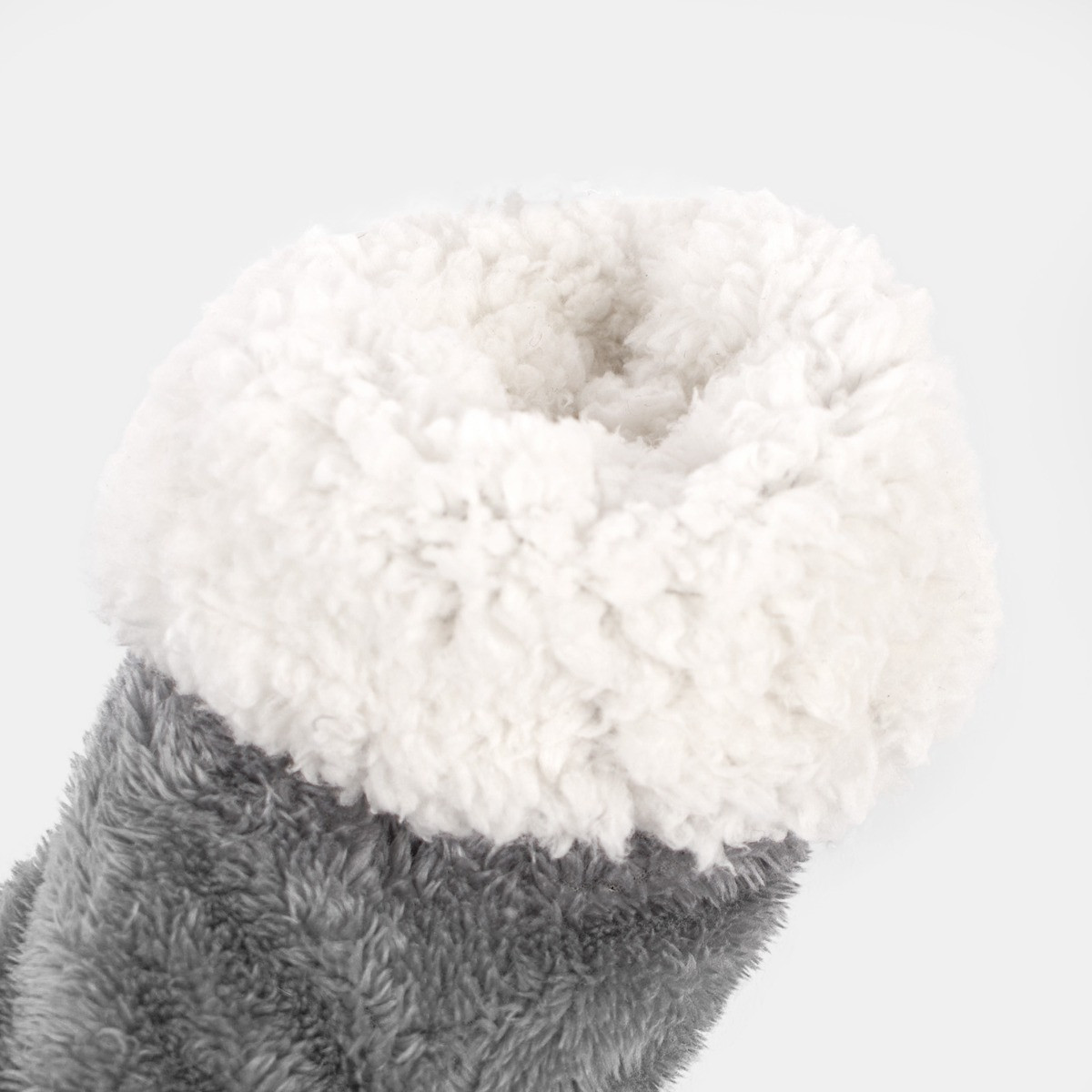 OHS Teddy Sherpa Reverse Slipper Socks - Charcoal