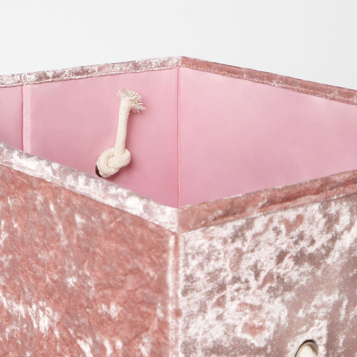 OHS Crushed Velvet Foldable Laundry Basket - Blush>