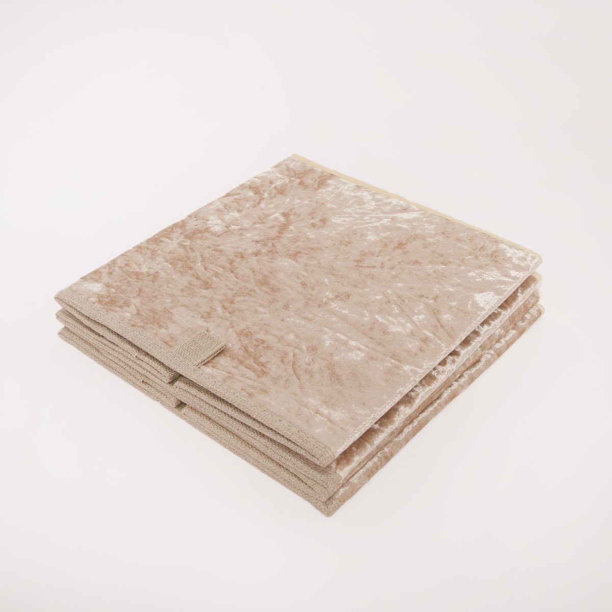 OHS Crushed Velvet Cube Storage Boxes, Beige 2 Pack