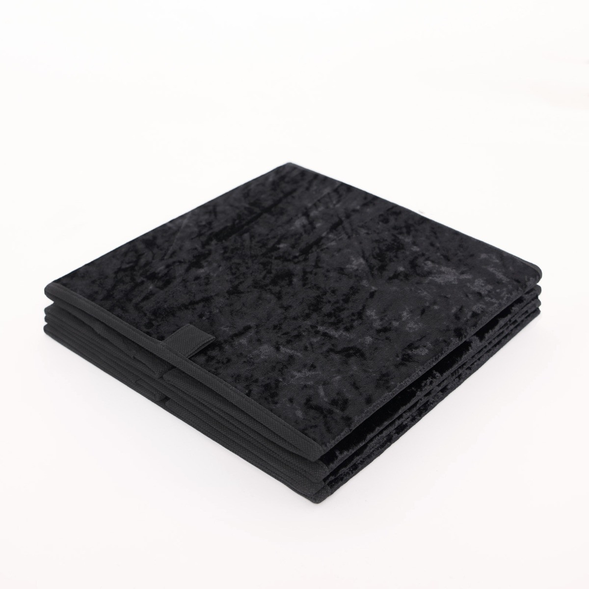 OHS Crushed Velvet Cube Storage Boxes, Black - 2 Pack>