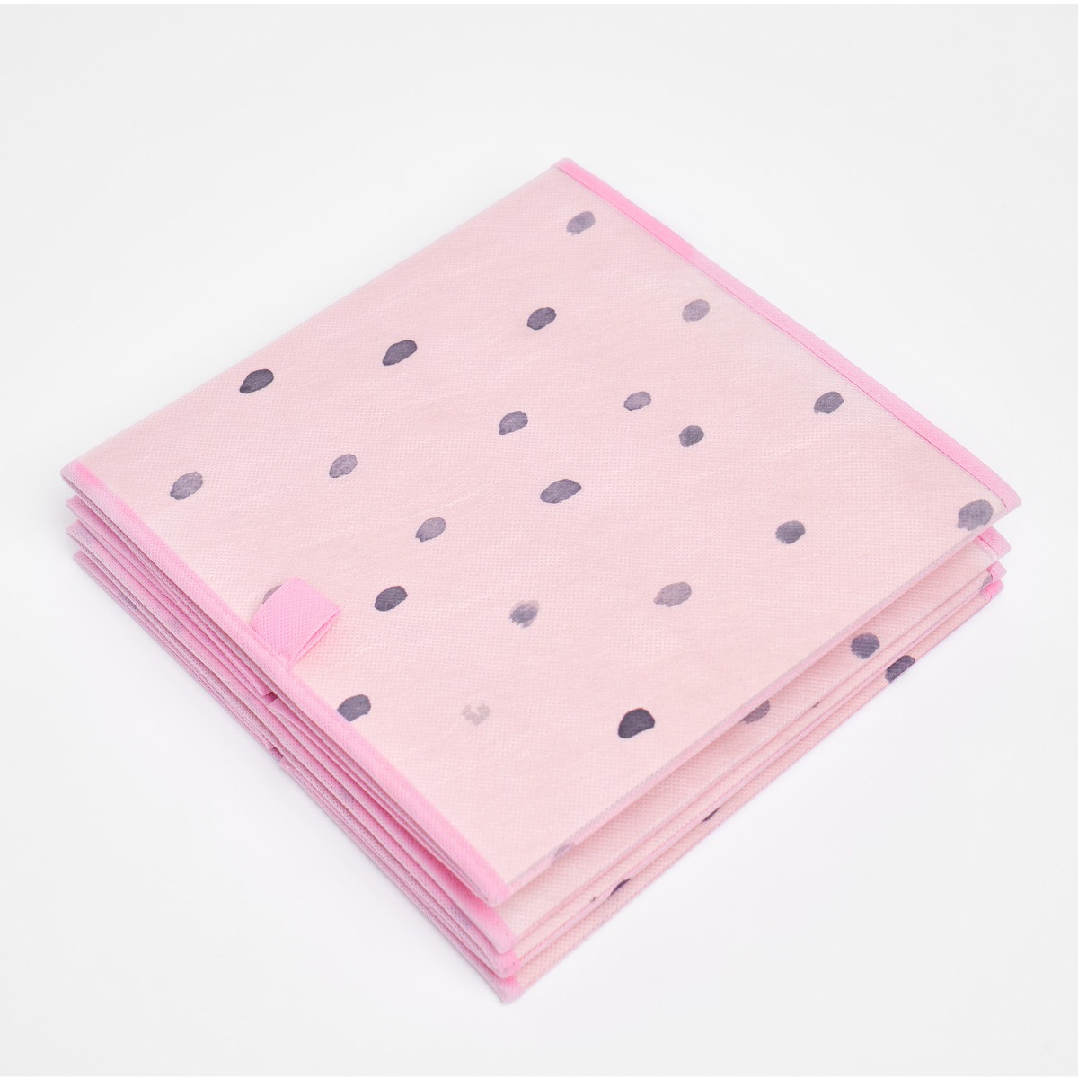 OHS Dalmatian Spots Print Cube Storage Boxes, Blush - 2 pack>