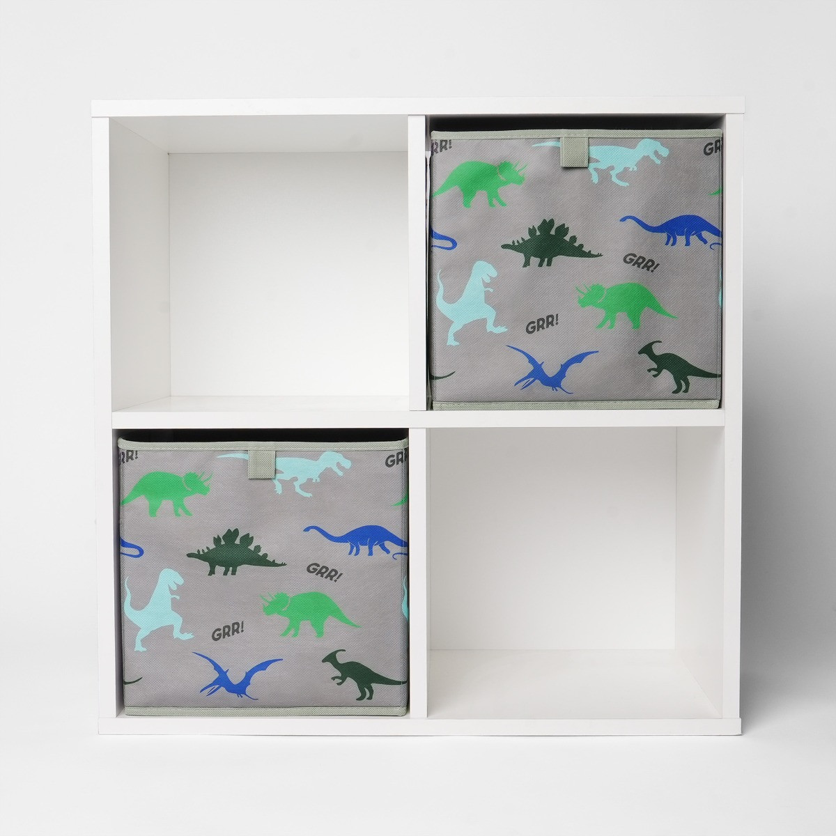 OHS Dinosaur Print Cube Storage Boxes, Grey - 2 Pack>