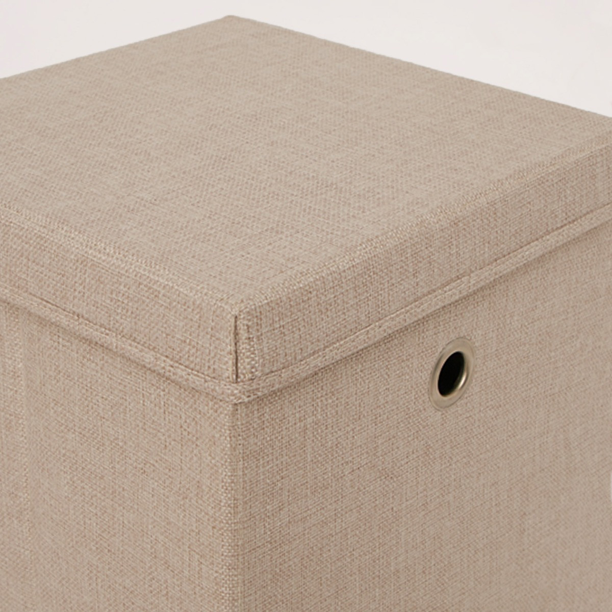 thumbnail image 2 of DECOMOMO Storage Boxes With Lids - 3 Pack Collapsible Fabric Bins In Beige & White 2 of 13