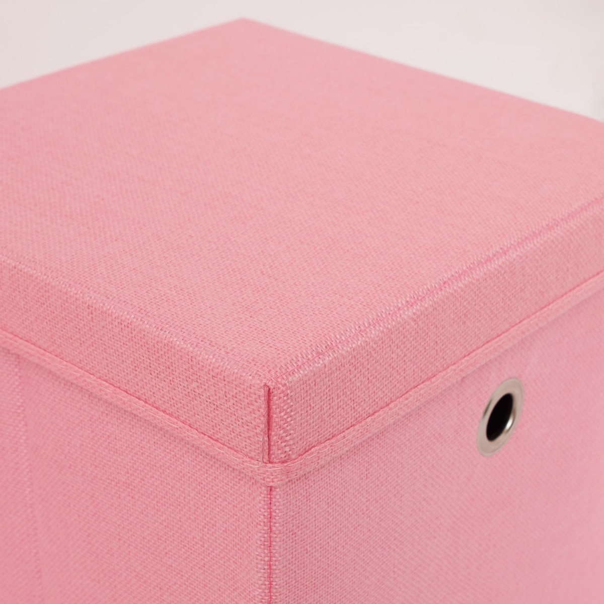 OHS Faux Linen Storage Box With Lid, Blush - 2 Pack>