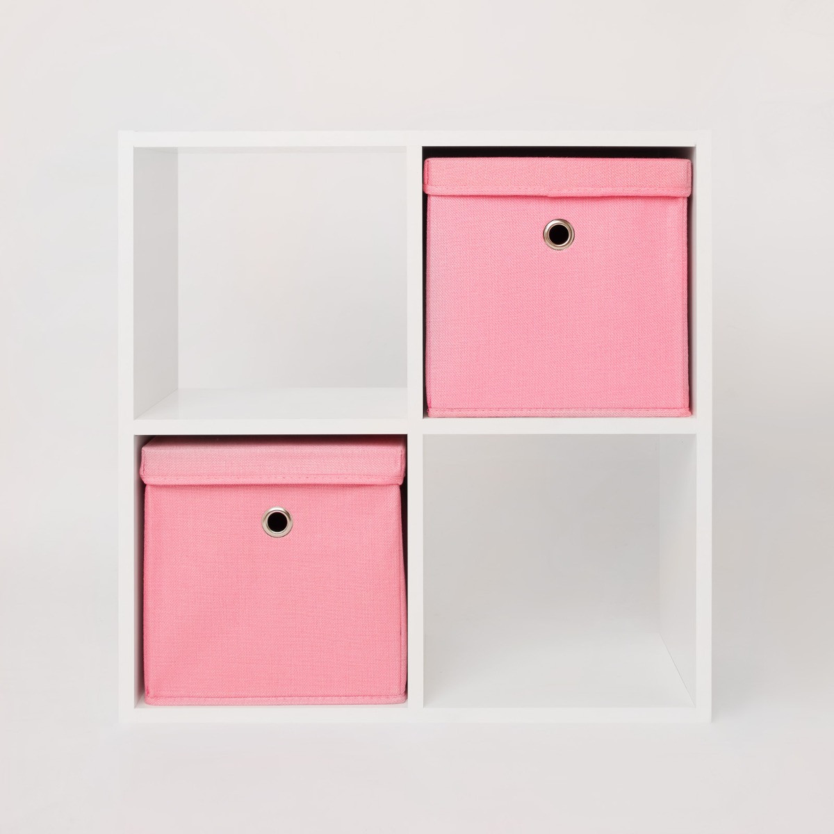 OHS Faux Linen Storage Box With Lid, Blush - 2 Pack>