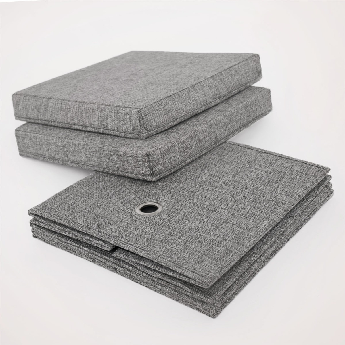 OHS Faux Linen Storage Box With Lid, Charcoal - 2 Pack>