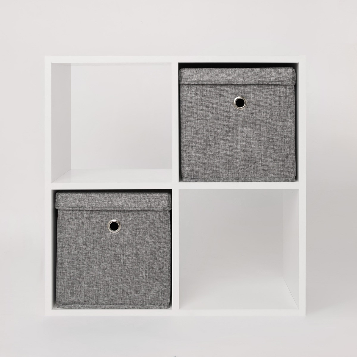 OHS Faux Linen Storage Box With Lid, Charcoal - 2 Pack>