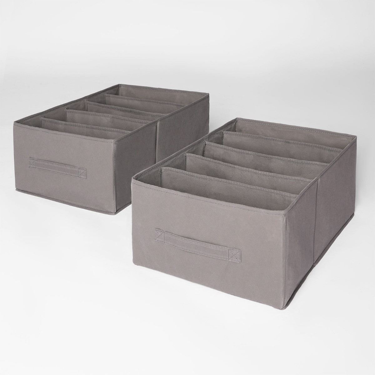 OHS 5 Grid Clothes Divider Storage Box, Charcoal - 2 pack>