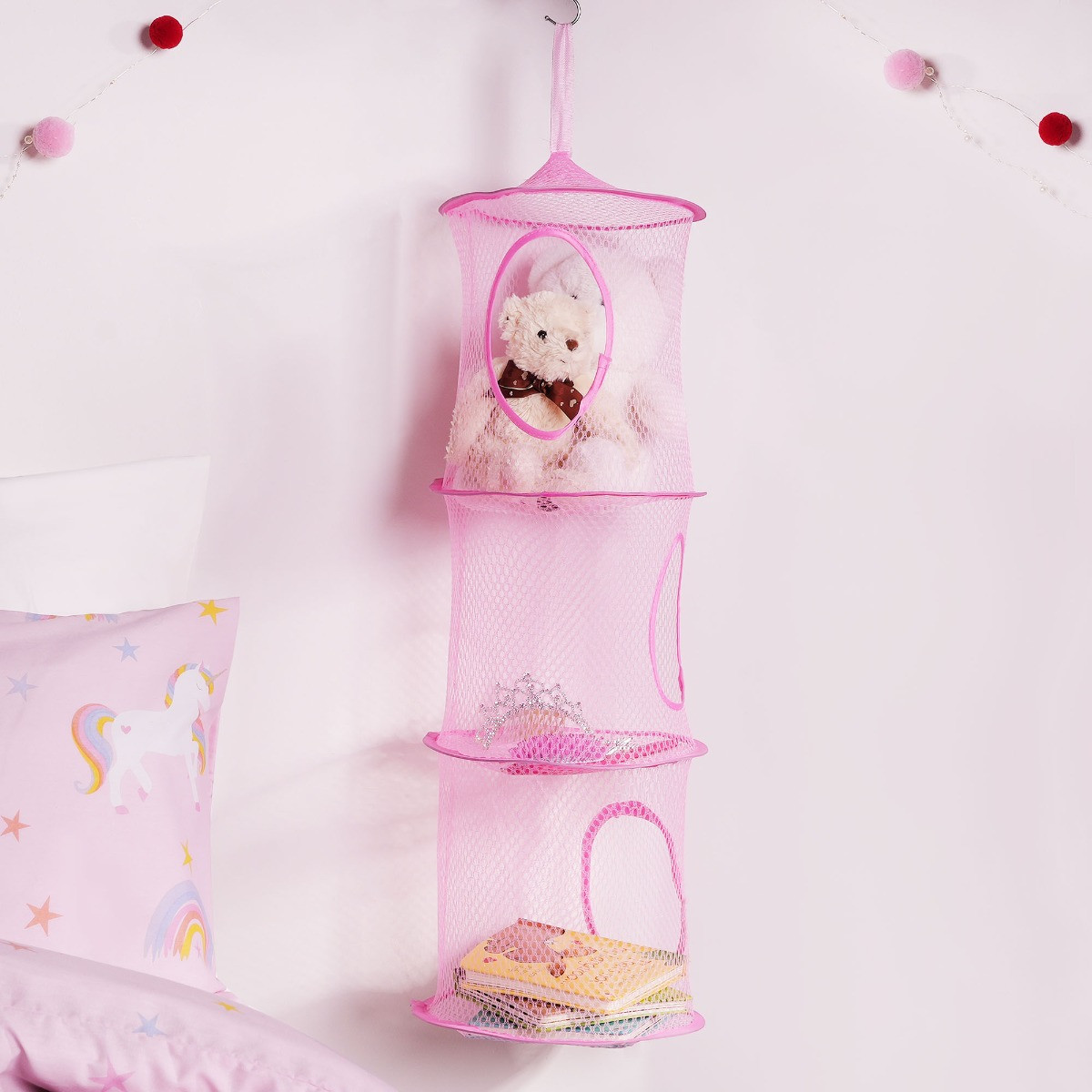 OHS Kids Toys Storage Hanging Net Basket - Blush>