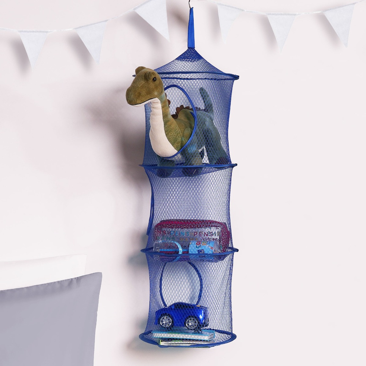 OHS Kids Toys Storage Hanging Net Basket - Navy>