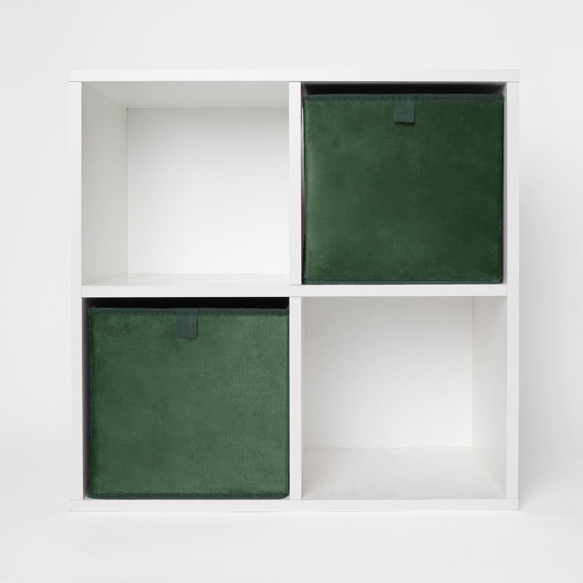 OHS Matte Velvet Cube Storage Boxes, Forest Green - 2 Pack>