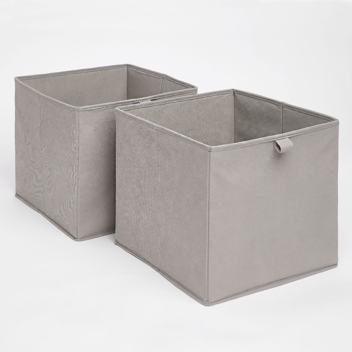OHS Plain Cube Storage Boxes, Silver Grey - 2 pack>